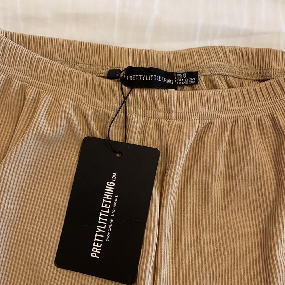 Camel Ribbed Casual Joggers - Picture 2 of 5